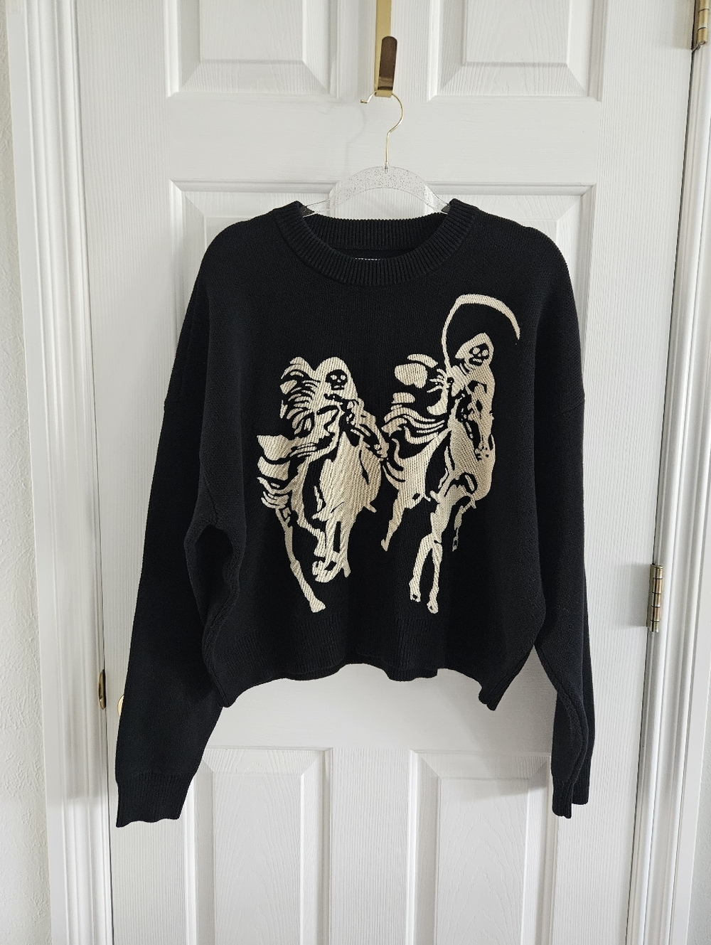 NWOT PacSun/Pacific Sunwear Grim Reaper Knit Sweater